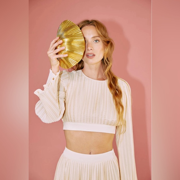 Rue stiic crop top blouse, size small, color off white cream. - Picture 5 of 8